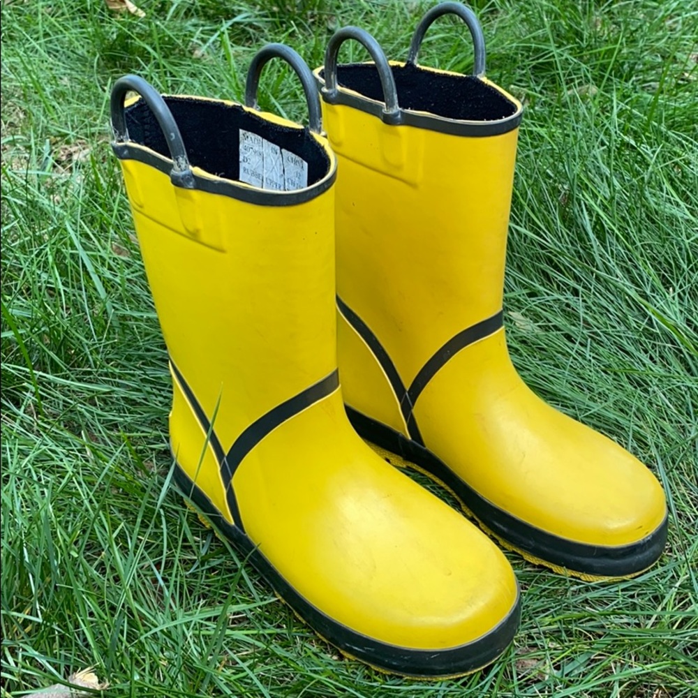 Yellow rain boots